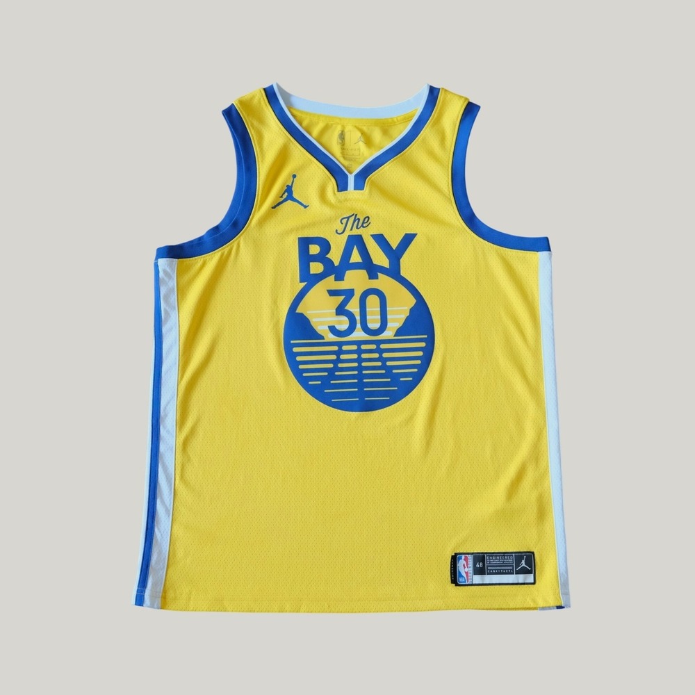 Jordan Golden State Warriors Stephen Curry #30 The Bay NBA Basketball Jersey 48